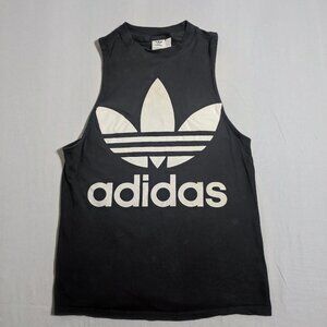 Adidas Tank Top women's size S black with white logo loose fit
